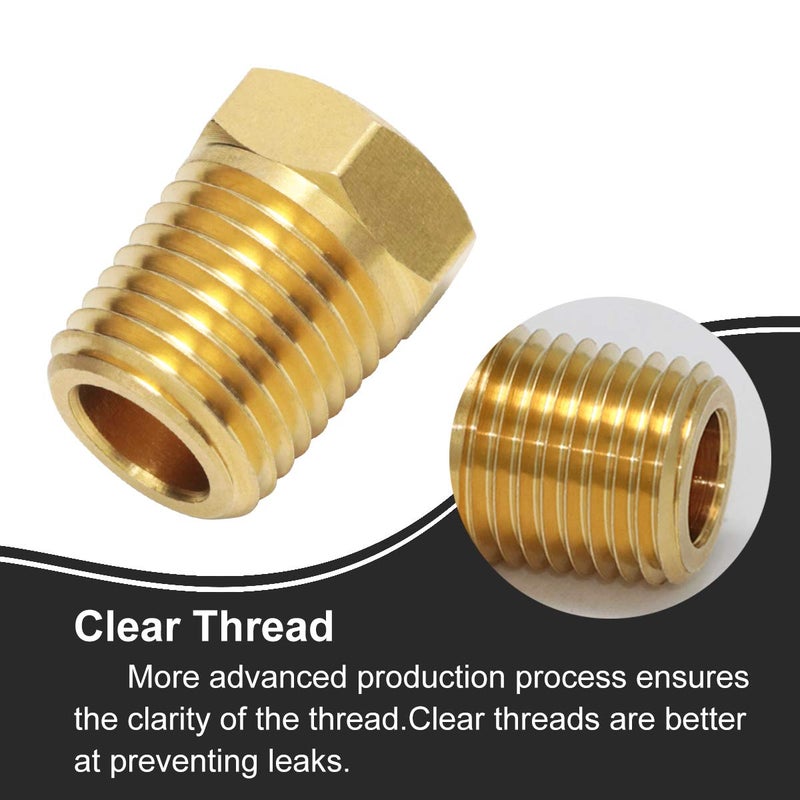 Boeray 1/4 Inch NPT Male Thread to 1/8 Inch NPT Female Thread Brass Pipe Fitting, Reducing Hex Head Hose Bushing Adapter Convert Pack of 2 - Image 3